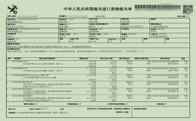 捐赠物资进口清关 捐赠物资进口清关